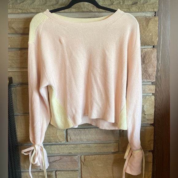 Margaret O'Leary Sweaters - Margaret O'Leary Yellow/Pale Orange Sleeve Tie Sweater